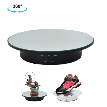 20cm USB Electric Rotating Turntable Display Stand Video Shooting Props Turntable for Photography, Load: 8kg(Black Mirror)-garmade.com