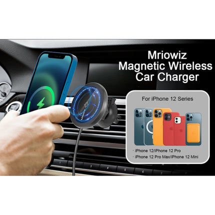 Mriowiz M-2002W 15W 360-degree Rotating MagSafe Magnetic Car Wireless Charger for iPhone 12 Series, with USB + USB-C / Type-C Data Cable, Cable Length: 1m-garmade.com