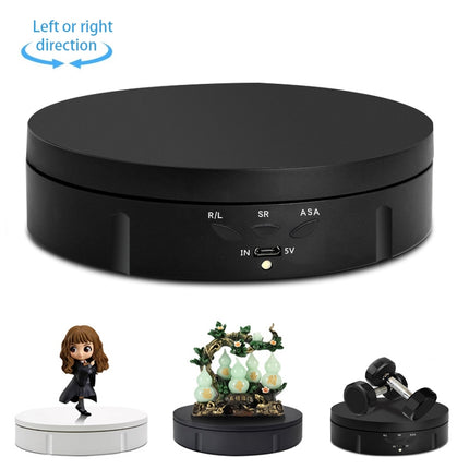 14.6cm USB Electric Rotating Turntable Display Stand Video Shooting Props Turntable for Photography, Load: 10kg(Black)-garmade.com