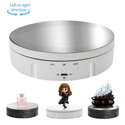 14.6cm USB Electric Rotating Turntable Display Stand Video Shooting Props Turntable for Photography, Load: 10kg(White Mirror)-garmade.com