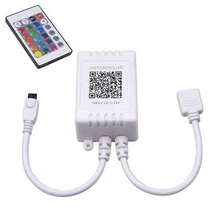 JH-RGB02 DC5.5x2.1mm Interface Bluetooth LED RGB Controller with 24 Keys Remote Controller(White)-garmade.com