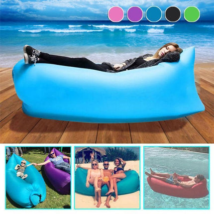 Outdoor Portable Lazy Water Inflatable Sofa Beach Grass Air Bed, Size: 200 x 70cm(Black)-garmade.com
