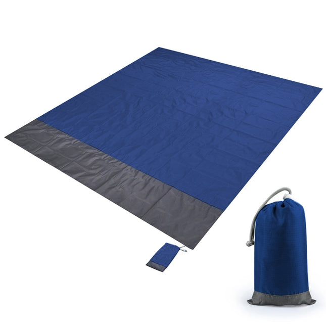 Polyester Waterproof Plaid Cloth Pocket Picnic Mat Outdoor Camping Beach Mat, Size: 2.1 x 2m(Royal Blue + Dark Gray)-garmade.com