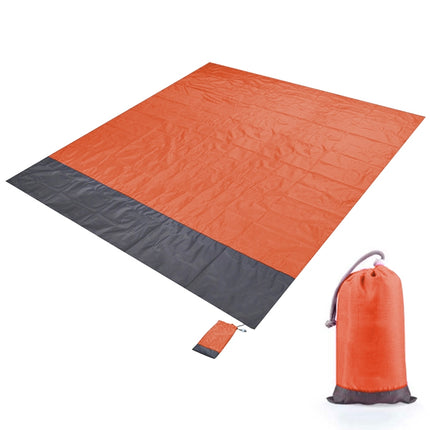 Polyester Waterproof Plaid Cloth Pocket Picnic Mat Outdoor Camping Beach Mat, Size: 2.1 x 2m(Orange + Dark Gray)-garmade.com