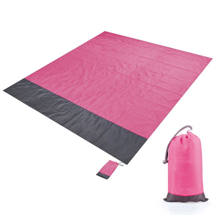 Polyester Waterproof Plaid Cloth Pocket Picnic Mat Outdoor Camping Beach Mat, Size: 2.1 x 2m(Pink + Dark Gray)-garmade.com