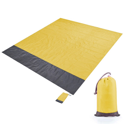 Polyester Waterproof Plaid Cloth Pocket Picnic Mat Outdoor Camping Beach Mat, Size: 2.1 x 2m(Yellow + Dark Gray)-garmade.com