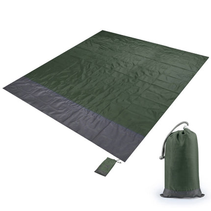 Polyester Waterproof Plaid Cloth Pocket Picnic Mat Outdoor Camping Beach Mat, Size: 2.1 x 2m(Army Green + Dark Gray)-garmade.com