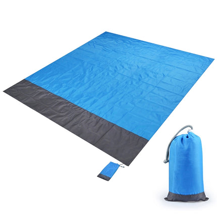 Polyester Waterproof Plaid Cloth Pocket Picnic Mat Outdoor Camping Beach Mat, Size: 2.1 x 2m(Blue + Dark Gray)-garmade.com