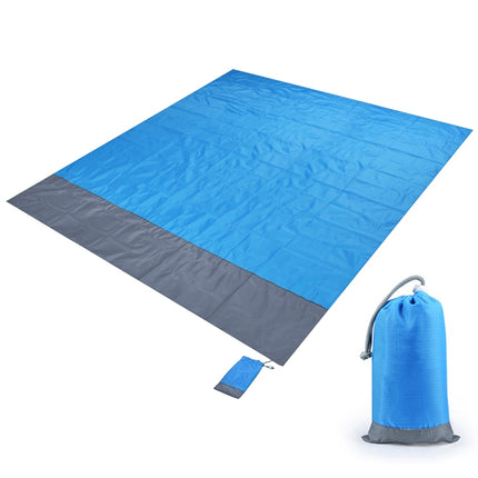 Polyester Waterproof Plaid Cloth Pocket Picnic Mat Outdoor Camping Beach Mat, Size: 2.1 x 2m(Blue + Gray)-garmade.com