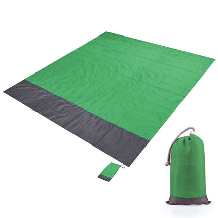 Polyester Waterproof Plaid Cloth Pocket Picnic Mat Outdoor Camping Beach Mat, Size: 2.1 x 2m(Green + Dark Gray)-garmade.com