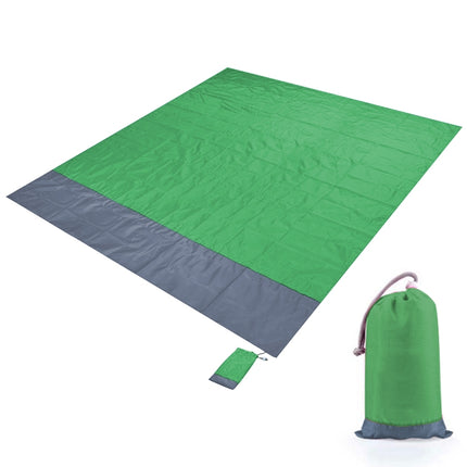 Polyester Waterproof Plaid Cloth Pocket Picnic Mat Outdoor Camping Beach Mat, Size: 2.1 x 2m(Green + Gray)-garmade.com