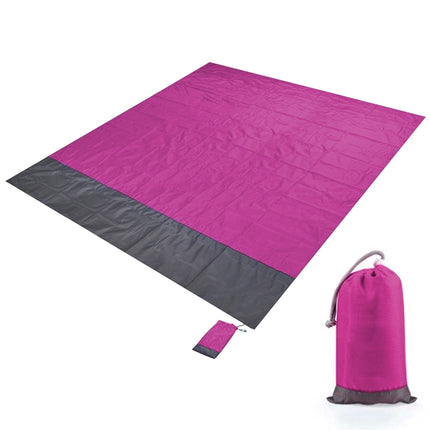 Polyester Waterproof Plaid Cloth Pocket Picnic Mat Outdoor Camping Beach Mat, Size: 2.1 x 2m(Rose Red + Dark Gray)-garmade.com