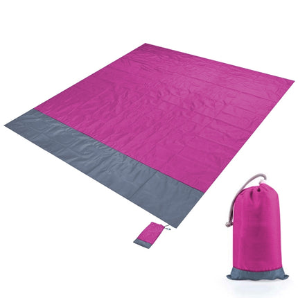 Polyester Waterproof Plaid Cloth Pocket Picnic Mat Outdoor Camping Beach Mat, Size: 2.1 x 2m(Rose Red + Gray)-garmade.com