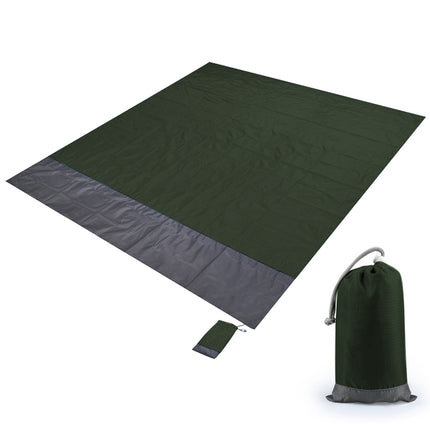 Polyester Waterproof Plaid Cloth Pocket Picnic Mat Outdoor Camping Beach Mat, Size: 2.1 x 2m(Dark Green + Dark Gray)-garmade.com