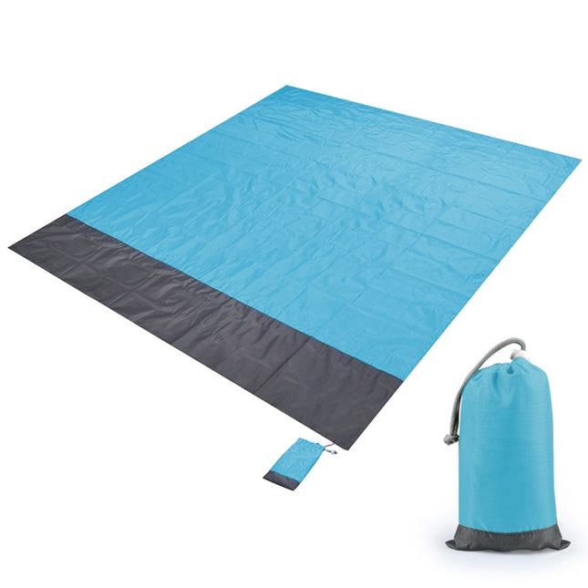 Polyester Waterproof Plaid Cloth Pocket Picnic Mat Outdoor Camping Beach Mat, Size: 2.1 x 2m(Light Blue + Dark Gray)-garmade.com