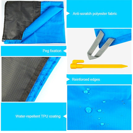 Polyester Waterproof Plaid Cloth Pocket Picnic Mat Outdoor Camping Beach Mat, Size: 2.1 x 2m(Light Blue + Dark Gray)-garmade.com