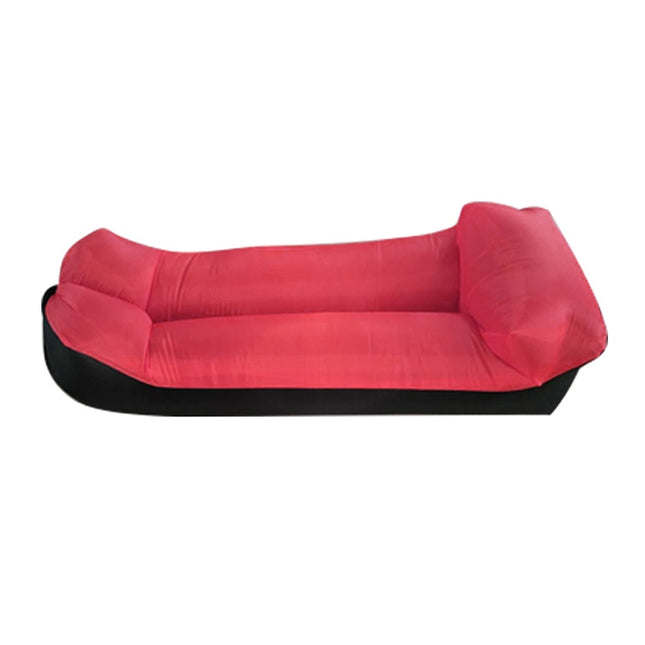Color-blocking Pillow Style 210T Tear-proof Plaid Cloth Inflatable Sofa Outdoor Portable Air Sleeping Bag Beach Inflatable Floating Row, Size: 240 x 55cm(Red + Black)-garmade.com