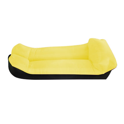 Color-blocking Pillow Style 210T Tear-proof Plaid Cloth Inflatable Sofa Outdoor Portable Air Sleeping Bag Beach Inflatable Floating Row, Size: 240 x 55cm(Yellow + Black)-garmade.com