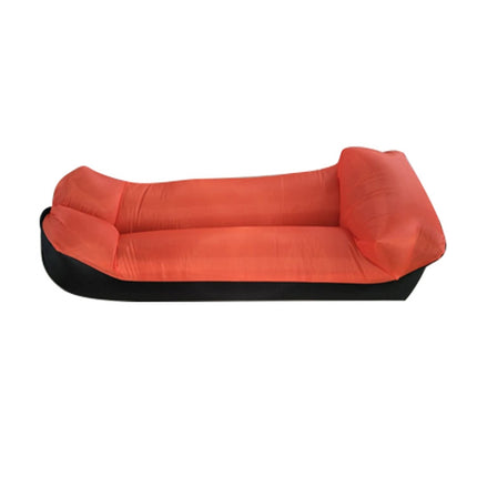 Color-blocking Pillow Style 210T Tear-proof Plaid Cloth Inflatable Sofa Outdoor Portable Air Sleeping Bag Beach Inflatable Floating Row, Size: 240 x 55cm(Orange + Black)-garmade.com