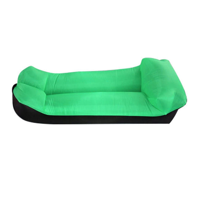 Color-blocking Pillow Style 210T Tear-proof Plaid Cloth Inflatable Sofa Outdoor Portable Air Sleeping Bag Beach Inflatable Floating Row, Size: 240 x 55cm(Green + Black)-garmade.com