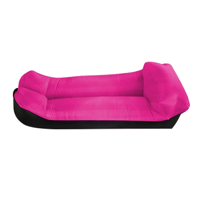 Color-blocking Pillow Style 210T Tear-proof Plaid Cloth Inflatable Sofa Outdoor Portable Air Sleeping Bag Beach Inflatable Floating Row, Size: 240 x 55cm(Rose Red + Black)-garmade.com