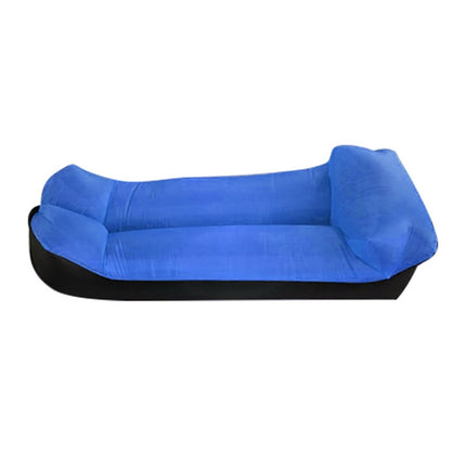 Color-blocking Pillow Style 210T Tear-proof Plaid Cloth Inflatable Sofa Outdoor Portable Air Sleeping Bag Beach Inflatable Floating Row, Size: 240 x 55cm(Dark Blue + Black)-garmade.com
