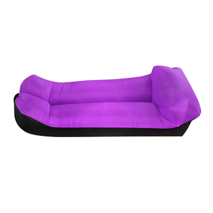 Color-blocking Pillow Style 210T Tear-proof Plaid Cloth Inflatable Sofa Outdoor Portable Air Sleeping Bag Beach Inflatable Floating Row, Size: 240 x 55cm(Purple + Black)-garmade.com