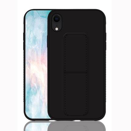 For iPhone XR Shockproof PC + TPU Protective Case with Wristband & Holder(Black)-garmade.com