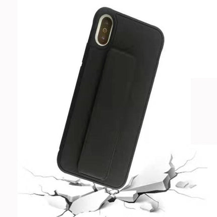 For iPhone XR Shockproof PC + TPU Protective Case with Wristband & Holder(Black)-garmade.com