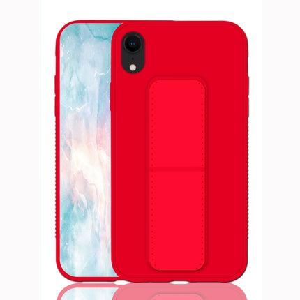 For iPhone XR Shockproof PC + TPU Protective Case with Wristband & Holder(Red)-garmade.com
