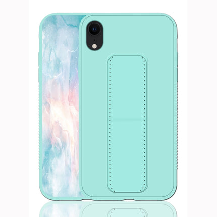 For iPhone XR Shockproof PC + TPU Protective Case with Wristband & Holder(Green)-garmade.com