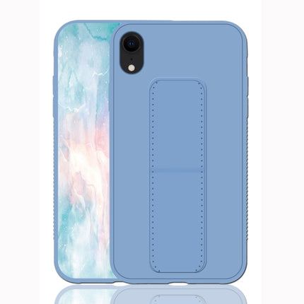 For iPhone XR Shockproof PC + TPU Protective Case with Wristband & Holder(Blue)-garmade.com