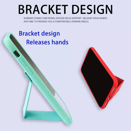 For iPhone XR Shockproof PC + TPU Protective Case with Wristband & Holder(Blue)-garmade.com