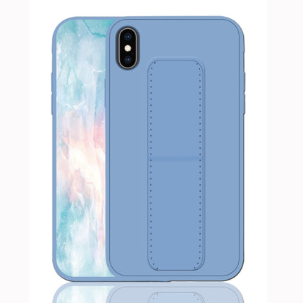 For iPhone XS Shockproof PC + TPU Protective Case with Wristband & Holder(Blue)-garmade.com