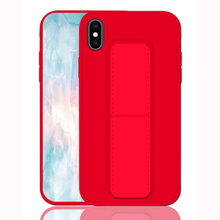 For iPhone XS Max Shockproof PC + TPU Protective Case with Wristband & Holder(Red)-garmade.com