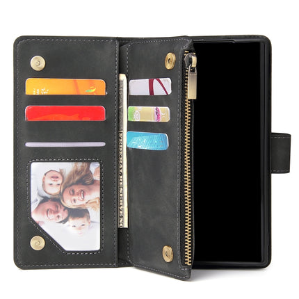 For Galaxy Note 10 Multifunctional Retro Frosted Horizontal Flip Leather Case with Card Slot & Holder & Zipper Wallet & Photo Frame & Lanyard(Black)-garmade.com