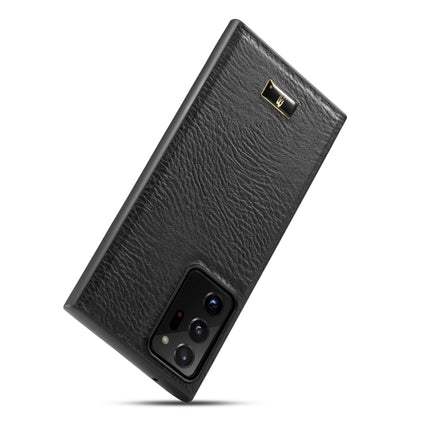 For Samsung Galaxy Note20 Fierre Shann Leather Texture Phone Back Cover Case(Cowhide Black)-garmade.com