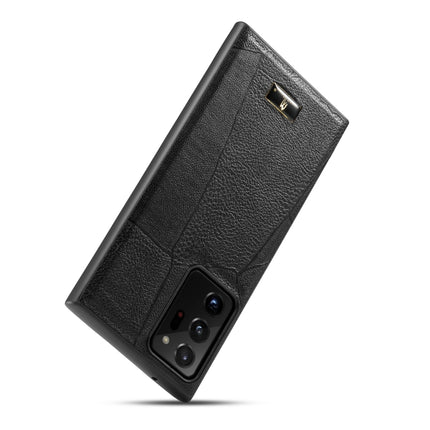 For Samsung Galaxy Note20 Fierre Shann Leather Texture Phone Back Cover Case(Ox Tendon Black)-garmade.com