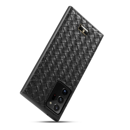 For Samsung Galaxy Note20 Ultra Fierre Shann Leather Texture Phone Back Cover Case(Woven Black)-garmade.com