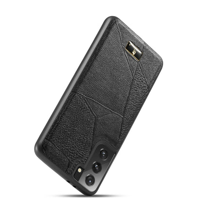 For Samsung Galaxy S21+ 5G Fierre Shann Leather Texture Phone Back Cover Case(Ox Tendon Black)-garmade.com