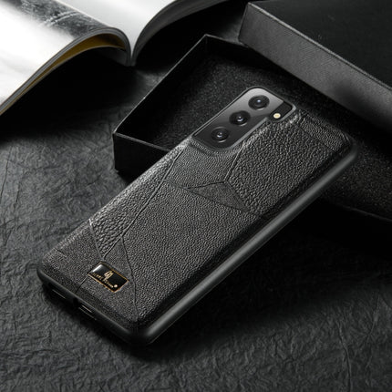 For Samsung Galaxy S21+ 5G Fierre Shann Leather Texture Phone Back Cover Case(Ox Tendon Black)-garmade.com