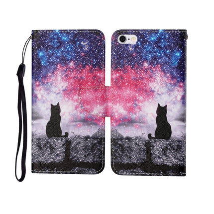 For iPhone 6 Painted Pattern Horizontal Flip Leathe Case(Starry Cat)-garmade.com