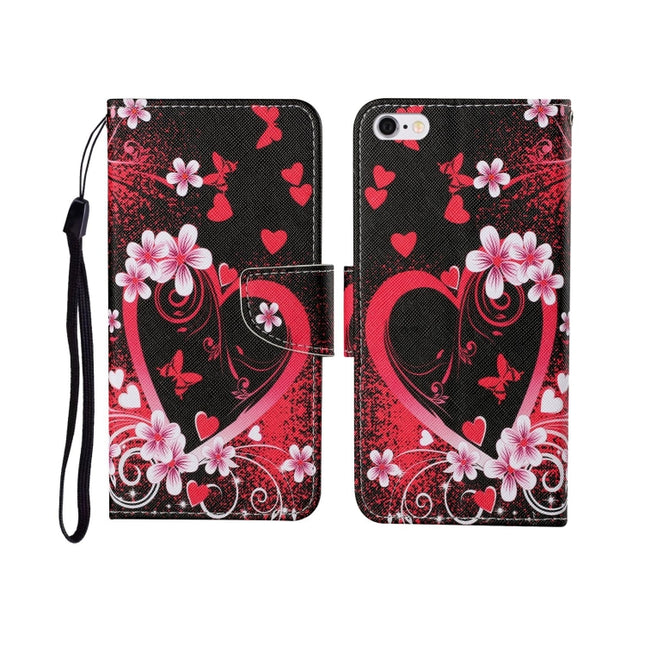 For iPhone 6 Painted Pattern Horizontal Flip Leathe Case(Red Heart)-garmade.com
