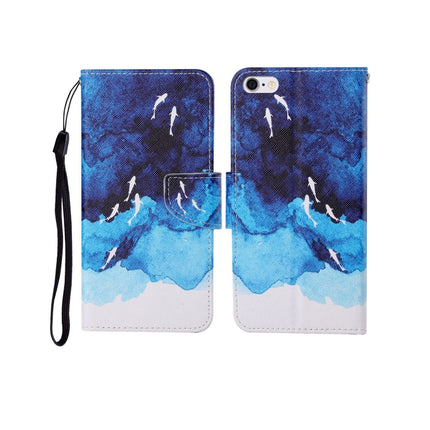 For iPhone 6 Painted Pattern Horizontal Flip Leathe Case(Watercolor Fish)-garmade.com