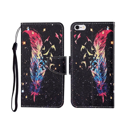 For iPhone 6 Painted Pattern Horizontal Flip Leathe Case(Feather)-garmade.com