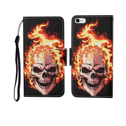 For iPhone 6 Plus Painted Pattern Horizontal Flip Leathe Case(Flame Skull)-garmade.com
