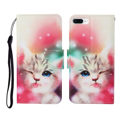 For iPhone 7 Plus Painted Pattern Horizontal Flip Leathe Case(Cat)-garmade.com