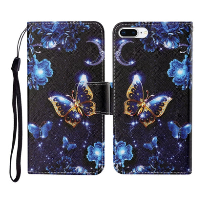 For iPhone 7 Plus Painted Pattern Horizontal Flip Leathe Case(Moon Butterfly)-garmade.com