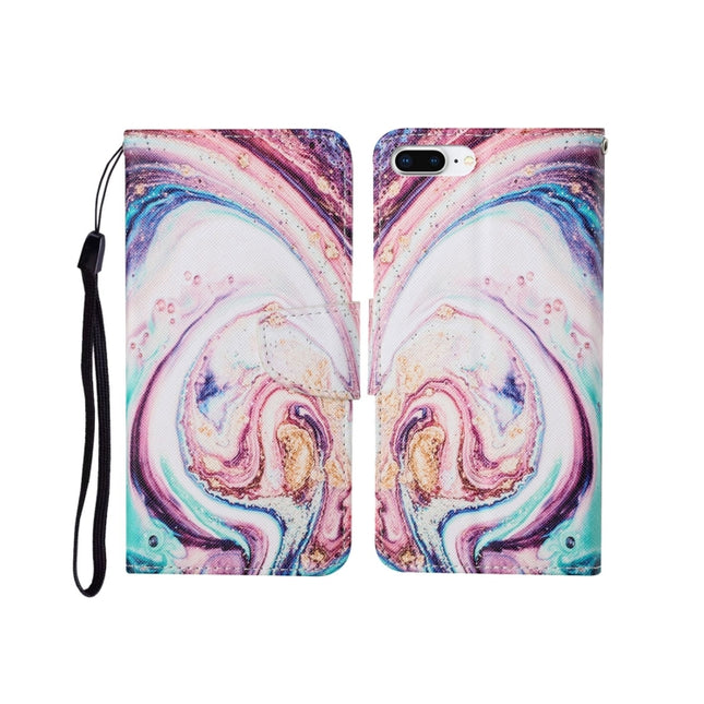 For iPhone 7 Plus Painted Pattern Horizontal Flip Leathe Case(Whirlpool Marble)-garmade.com