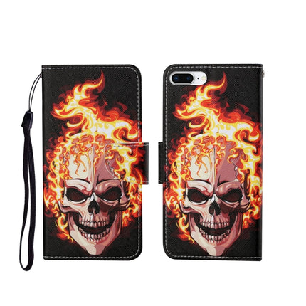 For iPhone 7 Plus Painted Pattern Horizontal Flip Leathe Case(Flame Skull)-garmade.com